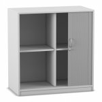 Flexeo Rollladenschrank, 4 Fächer, Mittelwand, Breite 94,4 cm grau (Zoom)