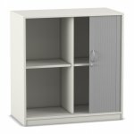 Flexeo Rollladenschrank, 4 Fächer, Mittelwand, Breite 94,4 cm weiß (Zoom)