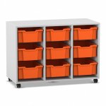 Flexeo Regal PRO, 3 Reihen, 9 Boxen Gr. M grau mit Boxen orange (Zoom)