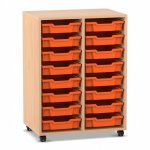 Flexeo Regal PRO, 2 Reihen, 16 Boxen Gr. S Buche hell mit Boxen orange (Zoom)