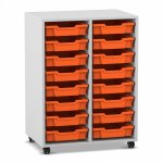 Flexeo Regal PRO, 2 Reihen, 16 Boxen Gr. S grau mit Boxen orange (Zoom)