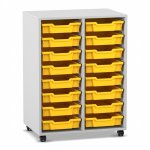 Flexeo Regal PRO, 2 Reihen, 16 Boxen Gr. S grau mit Boxen gelb (Zoom)