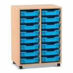 Flexeo Regal PRO, 2 Reihen, 16 Boxen Gr. S Buche hell mit Boxen hellblau (Zoom)