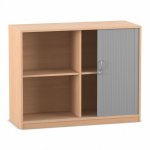 Flexeo Rollladenschrank, 4 Fächer, Mittelwand, Breite 126,4 cm Buche hell (Zoom)