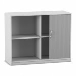 Flexeo Rollladenschrank, 4 Fächer, Mittelwand, Breite 126,4 cm grau (Zoom)