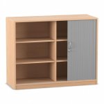 Flexeo Rollladenschrank, 6 Fächer, Mittelwand, Breite 126,4 cm Buche hell (Zoom)