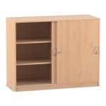 Flexeo Schiebetürenschrank, 6 Fächer, Mittelwand, Breite 126,4 cm Buche hell (Zoom)