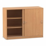 Flexeo Schiebetürenschrank, 6 Fächer, Mittelwand, Breite 126,4 cm Buche dunkel (Zoom)