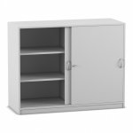 Flexeo Schiebetürenschrank, 6 Fächer, Mittelwand, Breite 126,4 cm grau (Zoom)