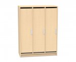 Flexeo Garderobenschrank Armadio, 3 Türen, mit Fachböden, Höhe 130,4 cm Schrank mit Muschelgriff und Lüftungsschlitze (Zoom)