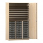Flexeo Bastelschrank PRO, 3 Reihen, 24 Boxen Gr. S, 8 Fächer Ahorn honig mit Boxen transparent (Zoom)