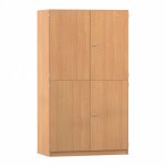 Flexeo Bastelschrank PRO, 3 Reihen, 9 Boxen Gr. M, 8 Fächer Buche dunkel geschlossen (Zoom)