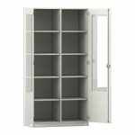 Flexeo Schrank, 10 Fächer, 2 verglaste Drehtüren, Mittelwand, Breite 94,4 cm weiß (Zoom)