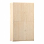 Flexeo Bastelschrank PRO, 3 Reihen, 18 Boxen Gr. S, 8 Fächer Ahorn honig geschlossen (Zoom)