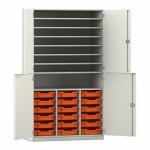 Flexeo Bastelschrank mit 18 kleinen Boxen weiß mit Boxen orange (Zoom)