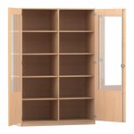 Flexeo Schrank, 10 Fächer, 2 verglaste Türen, Mittelwand, Breite 126,4 cm Buche hell (Zoom)