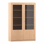 Flexeo Schrank, 10 Fächer, 2 verglaste Türen, Mittelwand, Breite 126,4 cm geschlossen (Zoom)