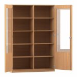 Flexeo Schrank, 10 Fächer, 2 verglaste Türen, Mittelwand, Breite 126,4 cm Buche dunkel (Zoom)