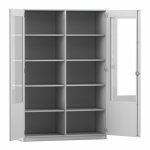 Flexeo Schrank, 10 Fächer, 2 verglaste Türen, Mittelwand, Breite 126,4 cm grau (Zoom)