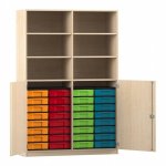 Flexeo Schrank, 32 kleine Boxen, 6 Fcher, Mittelwand, 2 Halbtren