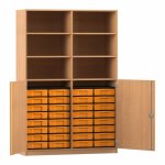 Flexeo Schrank, 32 kleine Boxen, 6 Fächer, Mittelwand, 2 Halbtüren  (Zoom)