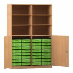Flexeo Schrank, 32 kleine Boxen, 6 Fächer, Mittelwand, 2 Halbtüren  (Zoom)