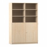 Flexeo Halbtürenschrank mit 10 Fächern und 2 Halbtüren Ahorn honig geschlossen (Zoom)