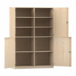 Flexeo Schrank, 10 Fächer, Mittelwand, 4 Halbtüren, Breite 126,4 cm Ahorn honig offen (Zoom)