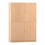 Flexeo Schrank, 10 Fächer, Mittelwand, 4 Halbtüren, Breite 126,4 cm Buche hell geschlossen (Zoom)