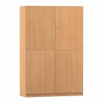 Flexeo Schrank, 10 Fächer, Mittelwand, 4 Halbtüren, Breite 126,4 cm Buche dunkel geschlossen (Zoom)