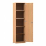 Flexeo Hochschrank mit 1 Drehtür und 5 Fächer, H x B: 190 x 48,1 cm Buche dunkel (Zoom)