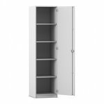 Flexeo Hochschrank mit 1 Drehtür und 5 Fächer, H x B: 190 x 48,1 cm grau (Zoom)