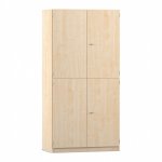 Flexeo Halbtürenschrank mit 6 Fächern und 4 Halbtüren Ahorn honig geschlossen (Zoom)