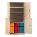 Flexeo Schrank, 9 groe Boxen, 4 Fcher, 4 Halbtren