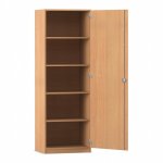 Flexeo Hochschrank mit 1 Drehtür und 4 Fachböden H x B: 190 x 64,1 cm Buche dunkel (Zoom)