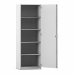 Flexeo Hochschrank mit 1 Drehtür und 4 Fachböden H x B: 190 x 64,1 cm grau (Zoom)