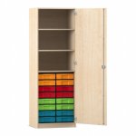 Flexeo Schrank, 16 kleine Boxen, 3 Fcher, 1 Tr