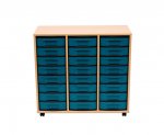 Flexeo Regal, 3 Reihen, 24 kleine treeNside-Boxen Regal mit Boxen blau 1 (Zoom)