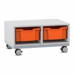 Flexeo Regal Pro, Stahlrahmen, 2 Reihen, 2 Boxen Gr. M grau mit Boxen orange (Zoom)