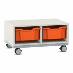 Flexeo Regal Pro, Stahlrahmen, 2 Reihen, 2 Boxen Gr. M weiß mit Boxen orange (Zoom)