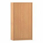 Flexeo Kombi-Schrank, unten Drehtüren, oben 2 Fächer = 4 Ordnerhöhen Buche dunkel Rückseite (Zoom)