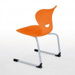 Conen Freischwinger Schulstuhl mit Kunststoff Sitzschale Stuhl orange von hinten  (Zoom)