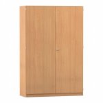 Flexeo Garderobenschrank mit einer Garderobe und 6 Fächern Buche dunkel geschlossen (Zoom)