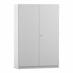 Flexeo Garderobenschrank mit einer Garderobe und 6 Fächern grau geschlossen (Zoom)