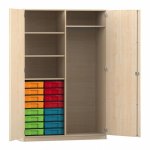 Flexeo Garderobenschrank mit 16 kleinen Boxen Ahorn honig mit Boxen bunt (Zoom)