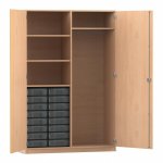 Flexeo Garderobenschrank mit 16 kleinen Boxen Buche hell mit Boxen transparent (Zoom)