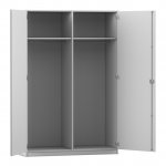 Flexeo Garderobenschrank mit beidseitiger Garderobe grau offen  (Zoom)