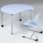 Conen Tisch PAC mit Körperrausschnitt, fahrbarer Schultisch Tisch himmelblau (Zoom)