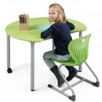 Conen Tisch PAC mit Körperrausschnitt, fahrbarer Schultisch Tisch mit Kind  (Zoom)
