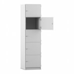 Flexeo Schließfachschrank, 5 geschlossene Fächer, Breite 48,1 cm grau offen  (Zoom)
